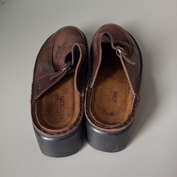 Naot Camila Brown Leather Comfort Shoes Slide Clog Mule Size 41 - Picture 4 of 10